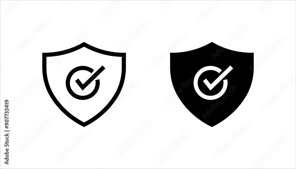 Security shield icon set, security with check mark, Security shield symbol, Vector illustration, on white background. Security shield icon set, security with check mark, Security shield symbol, Vector illustration, on white background.