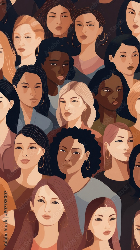 Illustration of women of different races in university. Illustration of women of different races in university.