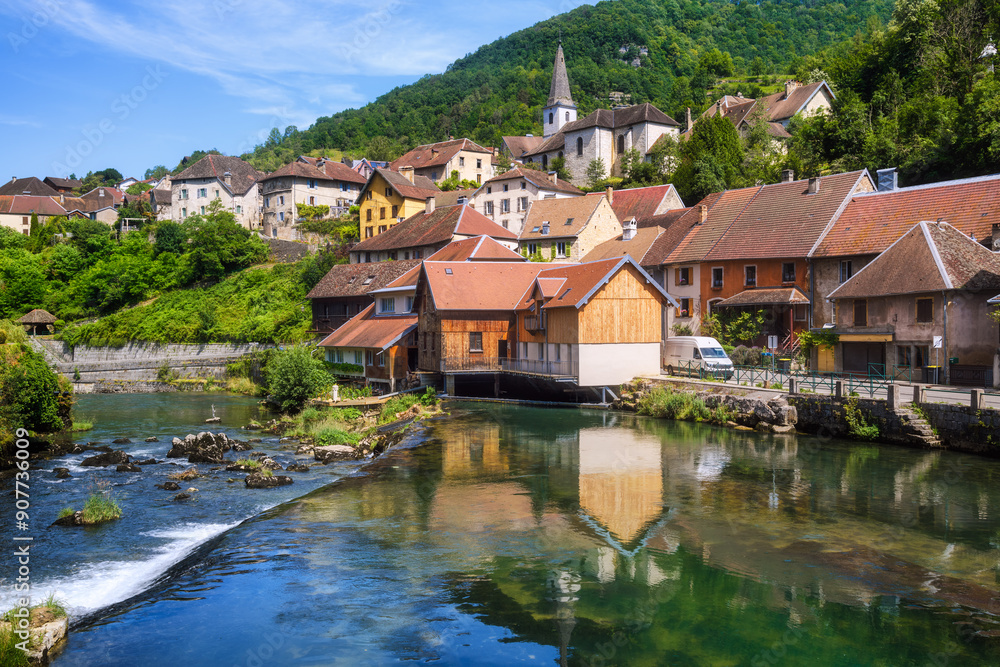 Lods village in the Loue river valley, Doubs, France