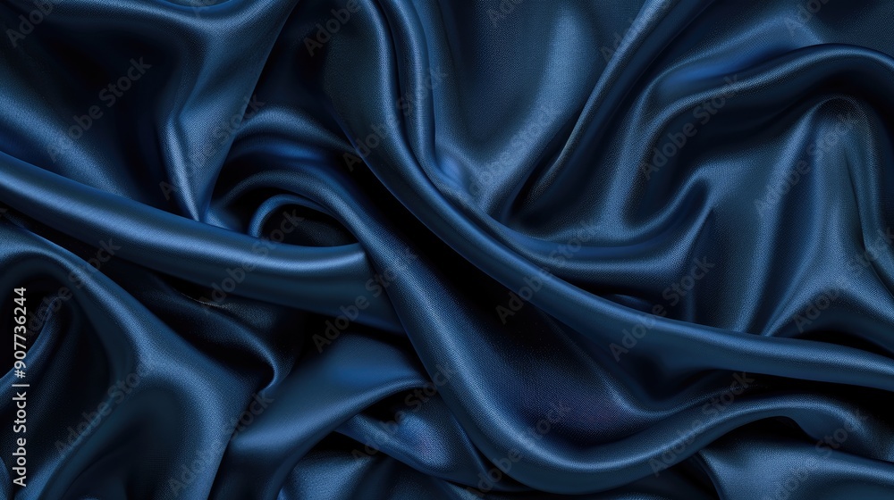 Luxurious silk satin background in dark blue Soft fabric folds perfect for text or design Ideal for web banners flat lay top view tables gifting occasions Luxurious silk satin background in dark blue Soft fabric folds perfect for text or design Ideal for web banners flat lay top view tables gifting occasions