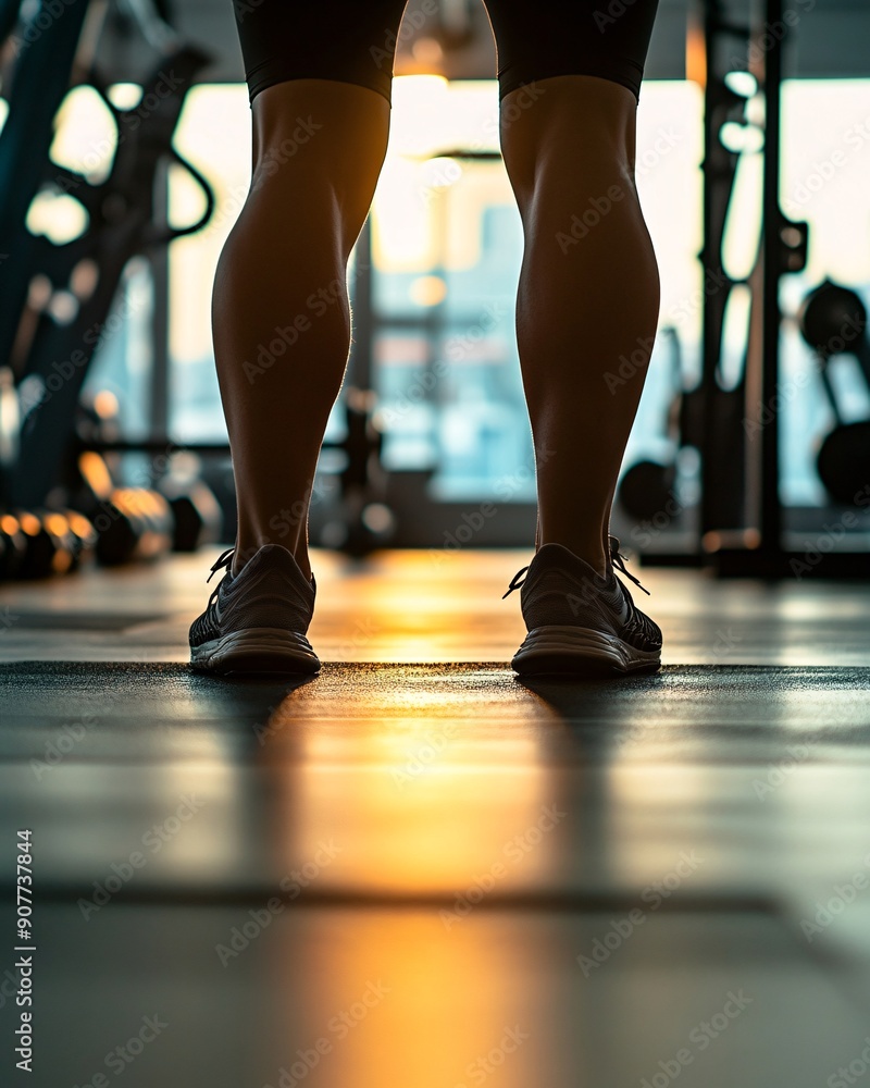 Fototapeta premium Strength training by exercise with equipment and machine. Cardiovascular health concept