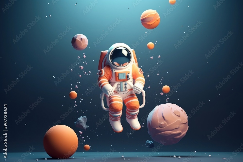 Naklejka premium Space astronomy astronaut spaceplane.