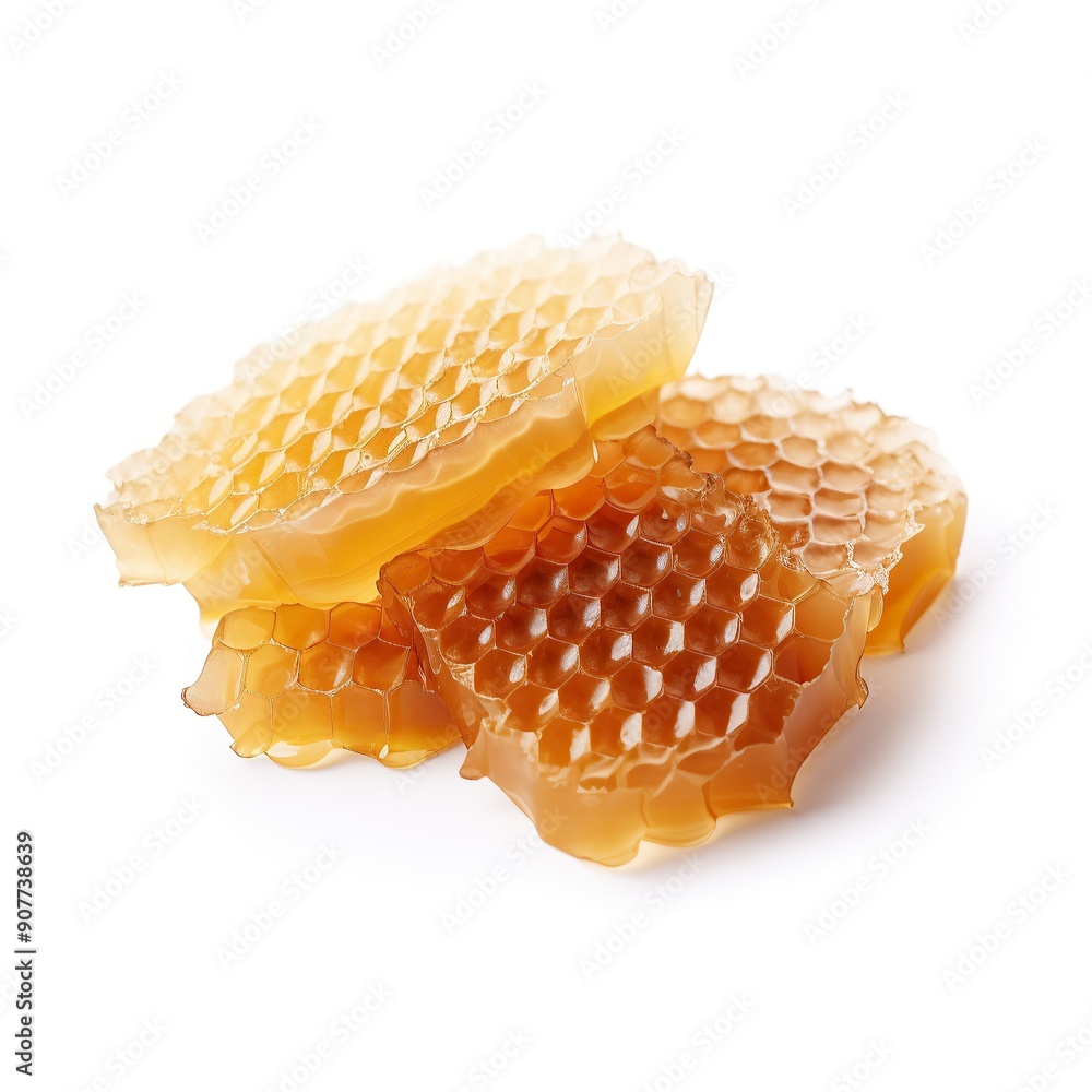 Honeycomb Pieces on White Background Honeycomb Pieces on White Background