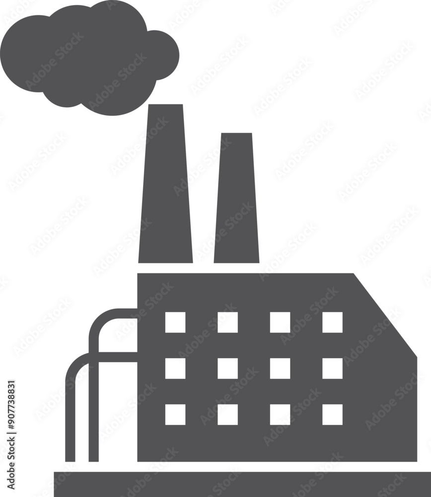 Factory black icon. Air pollution industrial building Factory black icon. Air pollution industrial building