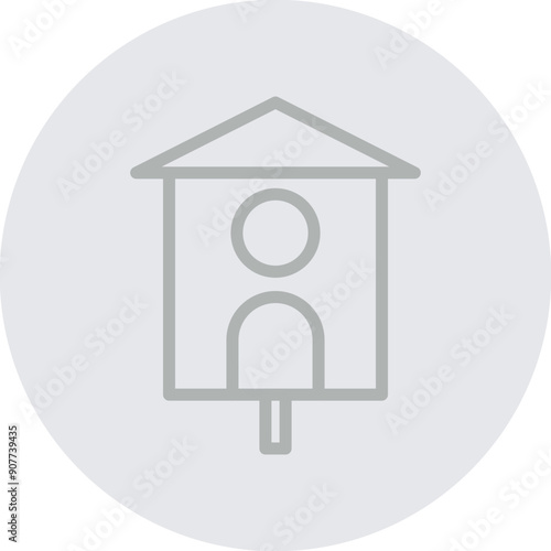 bird house Vector Line Grey Circle Grey