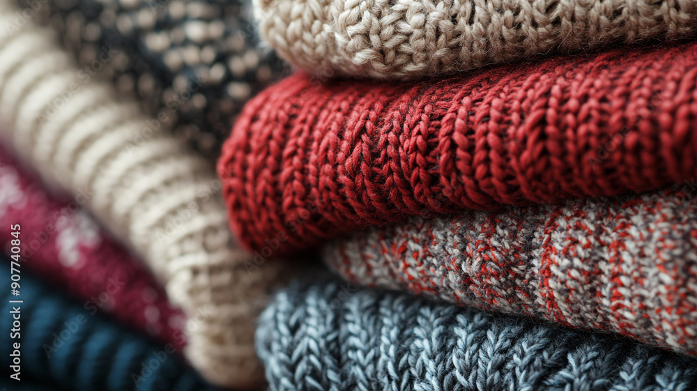 Fototapeta premium Multicolor of knitted fabric texture background