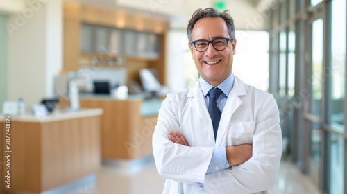 The smiling doctor in clinic