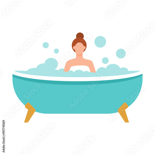 Woman Relaxing in a Bubble Bath