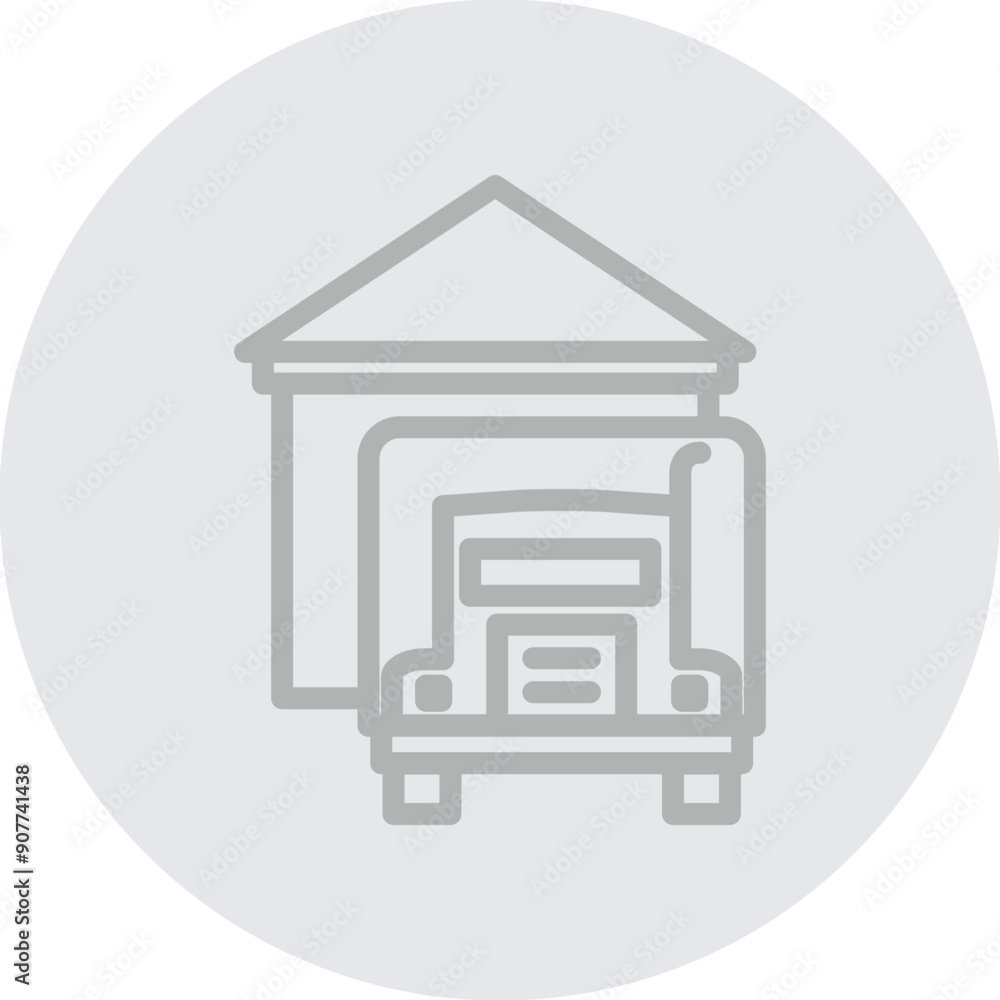Loading dock Vector Line Grey Circle Grey Loading dock Vector Line Grey Circle Grey