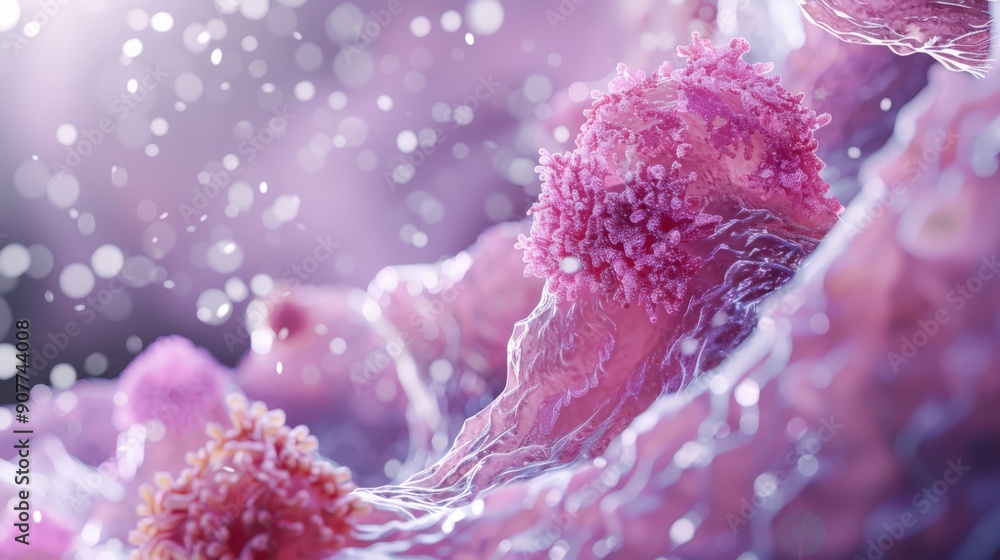 Pink and purple cells with a fuzzy texture Pink and purple cells with a fuzzy texture