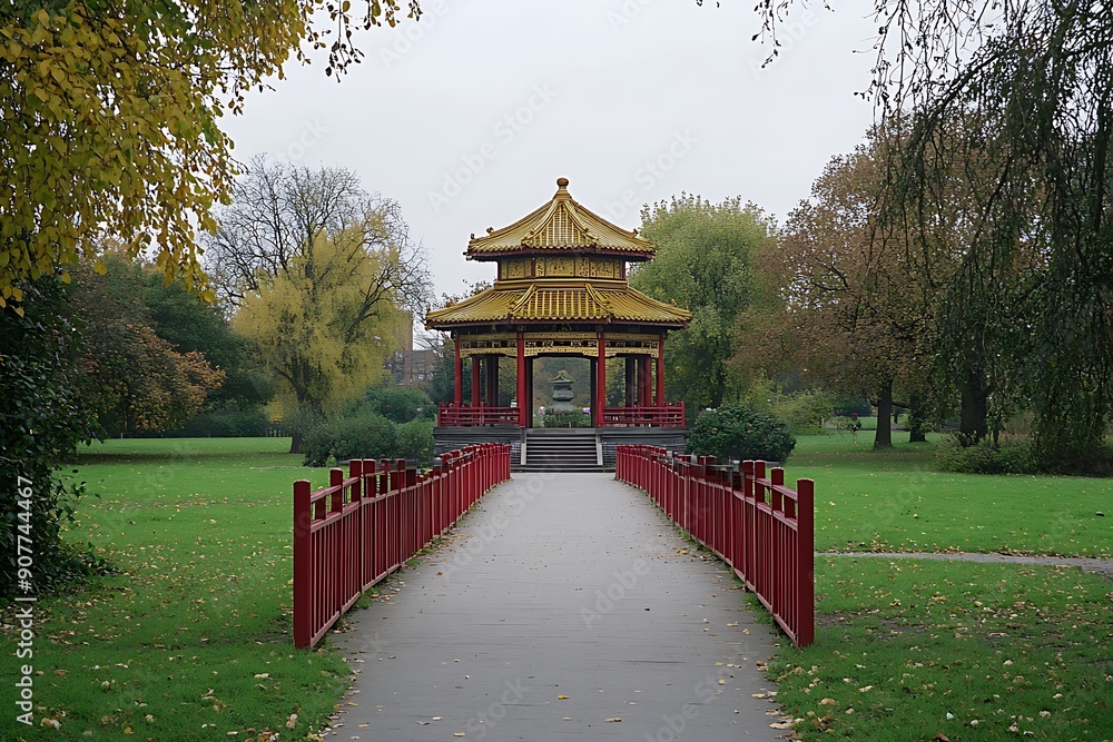 Asian pagoda architecture in the park