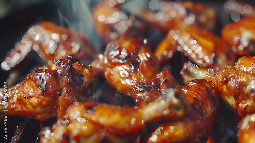 A plate of chicken wings with sauce on the side ,generative ai A plate of chicken wings with sauce on the side ,generative ai