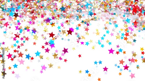  Shiny Colorful Glitter with Stars on White Background: Sparkling Festive Design