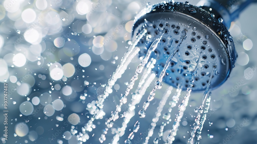 Modern Shower Head with Water Flowing: Elegant and Functional Bathroom Fixture Modern Shower Head with Water Flowing: Elegant and Functional Bathroom Fixture