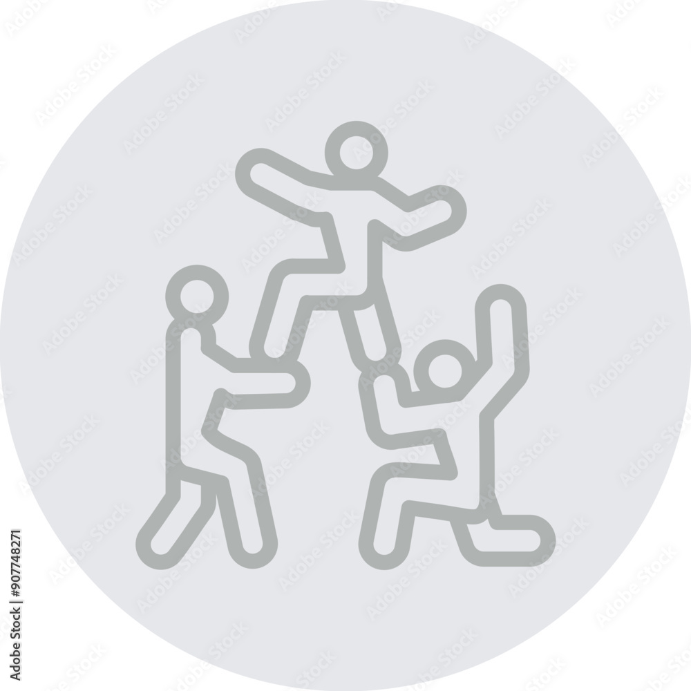 Team Building Vector Line Grey Circle Grey Team Building Vector Line Grey Circle Grey