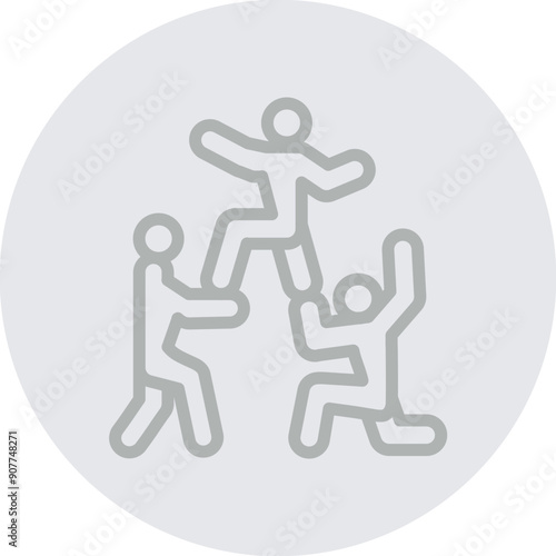 Team Building Vector Line Grey Circle Grey