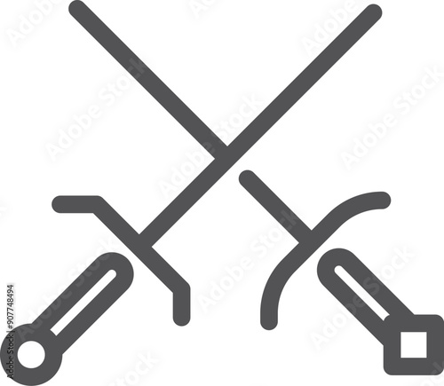 Fencing icon. Sport rapier crossed line symbol