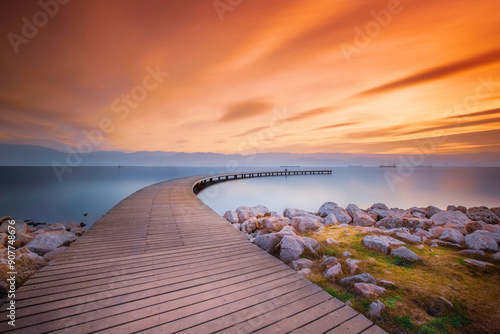 Sekapark, Izmit, Kocaeli. Beautiful natural park on seacoast. Sunset sea view in Turkey.