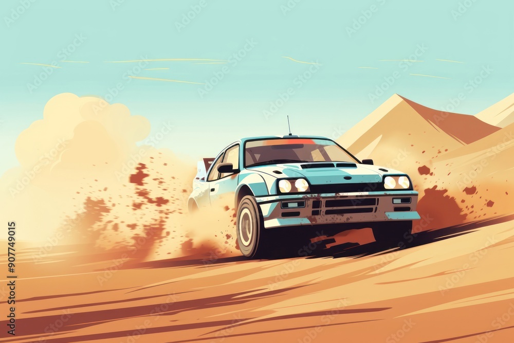 Sandy rally vehicle desert sports. Sandy rally vehicle desert sports.