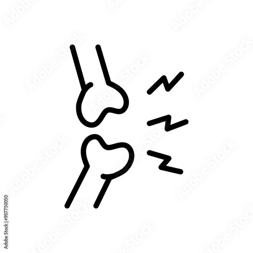 Joint pain outline icon. Injury, sprain. Joint damage, arthritis or inflammation, rheumatism. Body aches concept for health medicine anatomy.