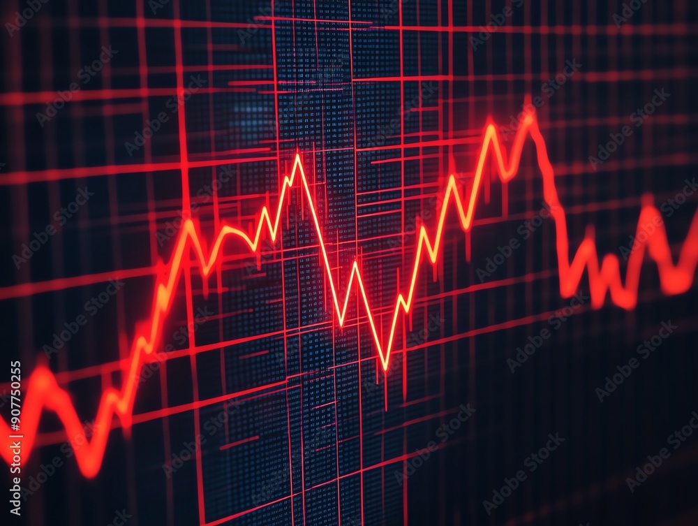 A close-up of a digital graph displaying fluctuating red lines on a dark background, symbolizing market trends and data analysis. A close-up of a digital graph displaying fluctuating red lines on a dark background, symbolizing market trends and data analysis.
