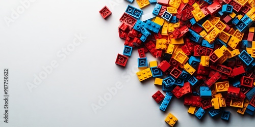 Wallpaper Mural Colorful Building Blocks Scattered on White Background Torontodigital.ca