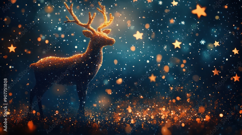 reindeer and stars, Merry Christmas concept reindeer and stars, Merry Christmas concept