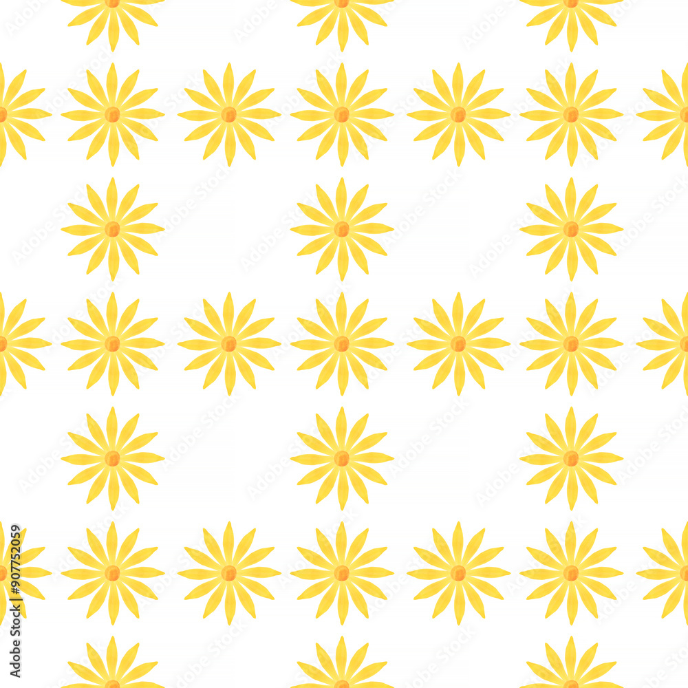 seamless pattern: yellow flowers against white seamless pattern: yellow flowers against white