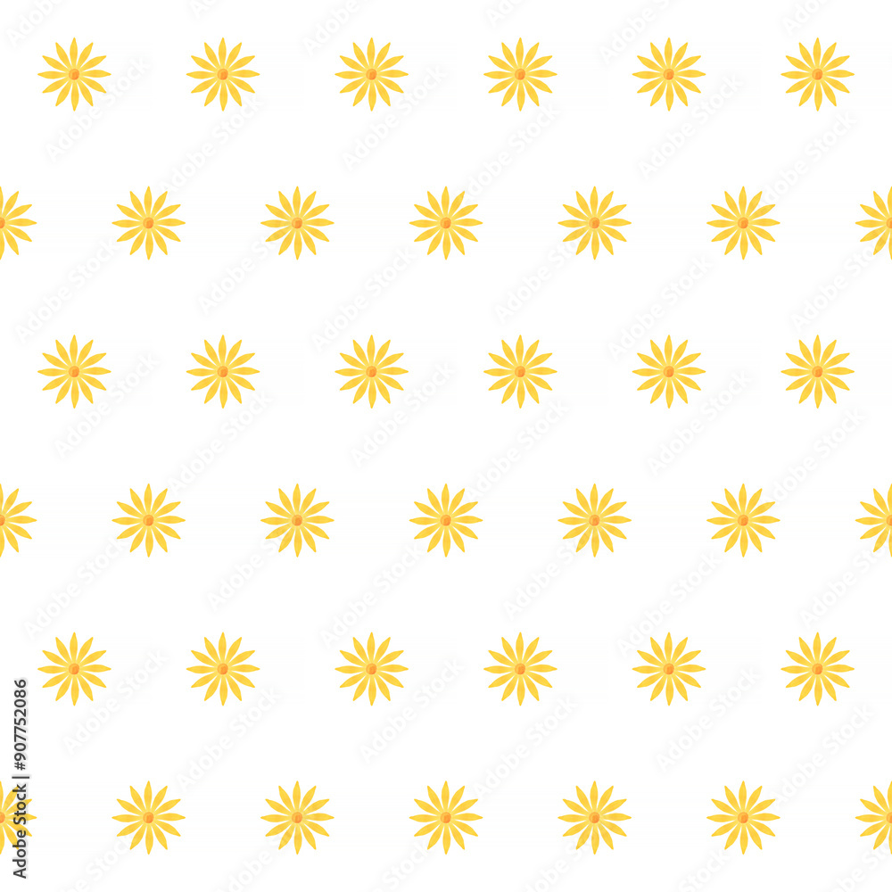 seamless pattern: yellow flowers against white background seamless pattern: yellow flowers against white background