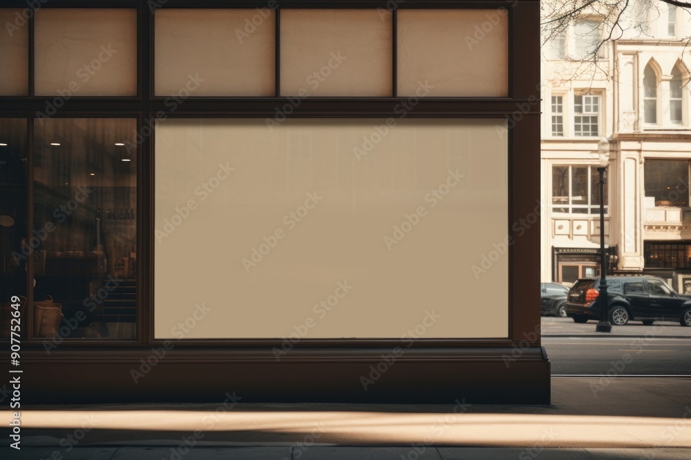 Fototapeta premium Window sign outdoors street city.
