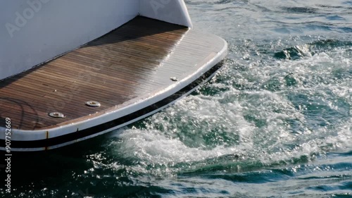 yacht boat engine foaming water in the sea	