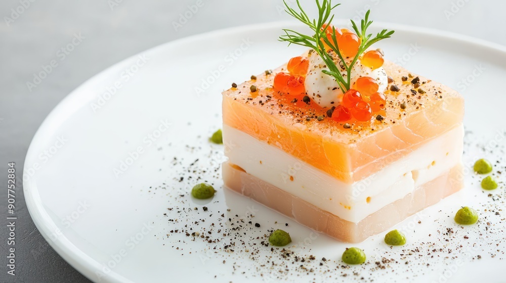 Exquisite Foie Gras Terrine on Elegant Plate, Gourmet Fine Dining Experience with Luxurious Appetizer, High-Angle View, Copy Space for Text, Generative Ai Exquisite Foie Gras Terrine on Elegant Plate, Gourmet Fine Dining Experience with Luxurious Appetizer, High-Angle View, Copy Space for Text, Generative Ai