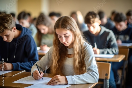 School classroom student writing.