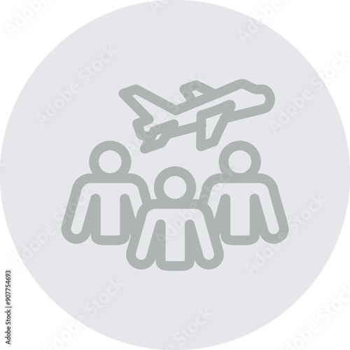 Group Travel Vector Line Grey Circle Grey
