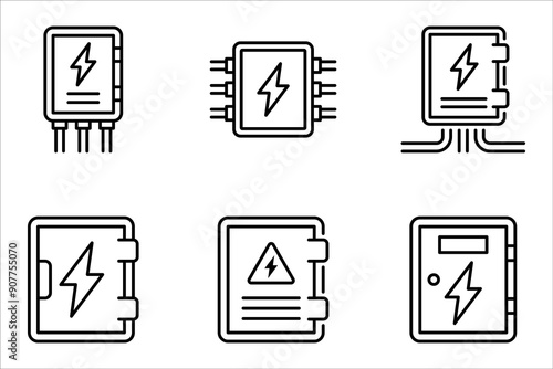 electric panel box vector. Electric distribution icon set. vector illustration on white background