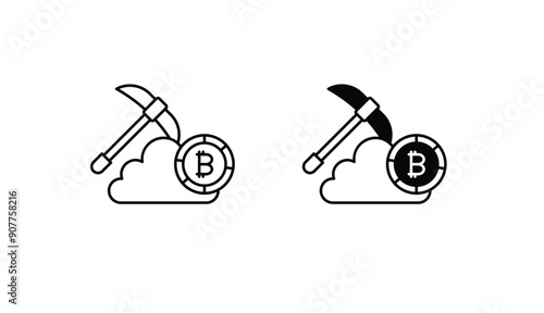 Cloud Mining icon design with white background stock illustration