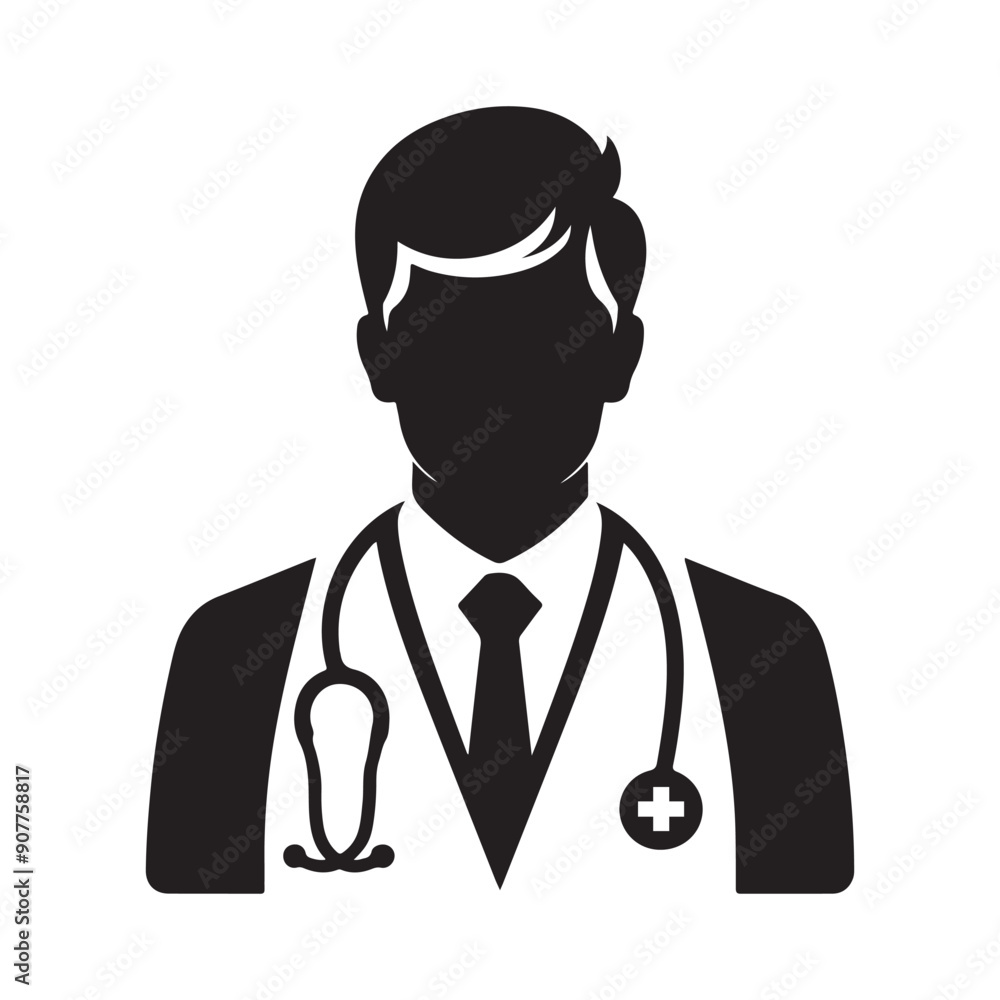Doctor Icon with Stethoscope. Nurse logo, medical and health care hospital patient examination vector illustration Doctor Icon with Stethoscope. Nurse logo, medical and health care hospital patient examination vector illustration