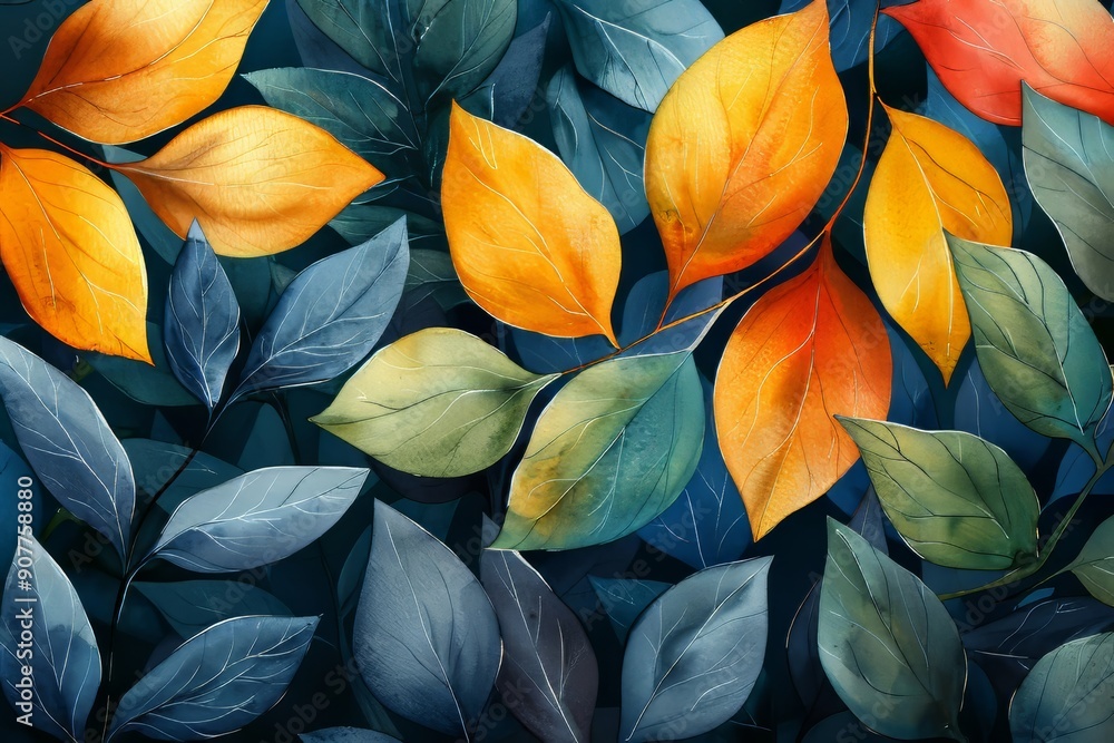 Botanical and plant pattern on a pastel green watercolor background. Generative AI Botanical and plant pattern on a pastel green watercolor background. Generative AI