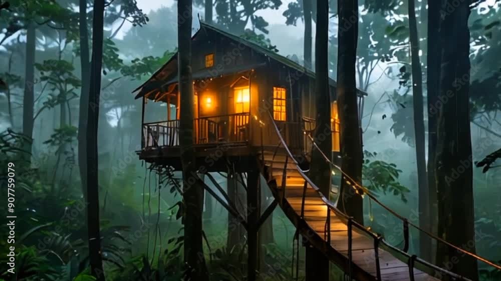 Beautiful tree house in dense woods Beautiful tree house in dense woods