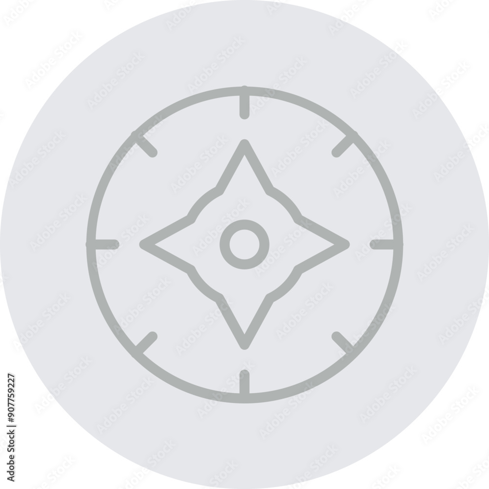 Compass Vector Line Grey Circle Grey Compass Vector Line Grey Circle Grey