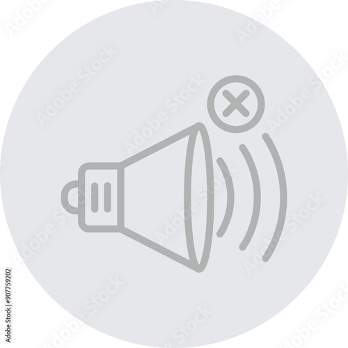 Mute Vector Line Grey Circle Grey