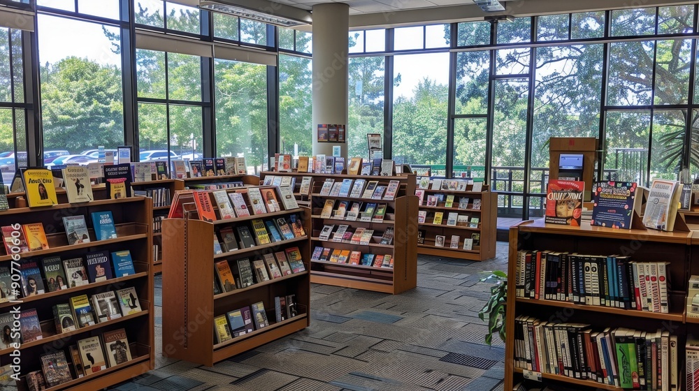 Library Book Display with Natural Light. Library Book Display with Natural Light.