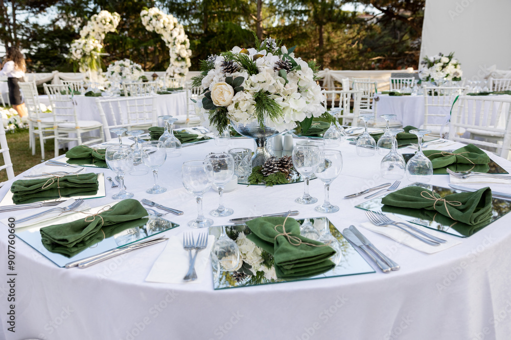 Luxury Wedding Venue: Beautifully Decorated Outdoor Space with Wisteria