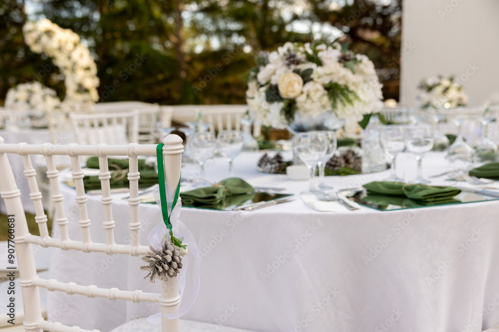 Luxury Wedding Venue: Beautifully Decorated Outdoor Space with Wisteria