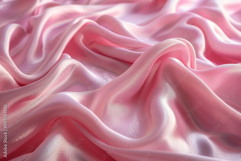 Fototapeta premium Wavy Pink Silk-like Fabric Texture