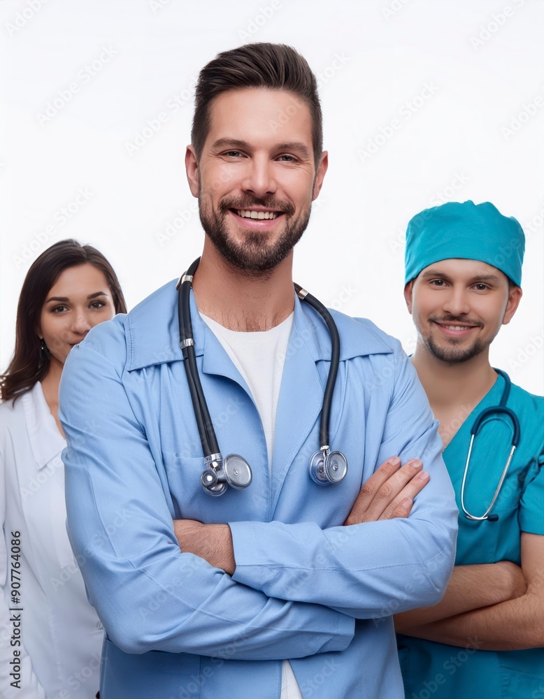 A doctor with a stethoscope on her neck A doctor with a stethoscope on her neck