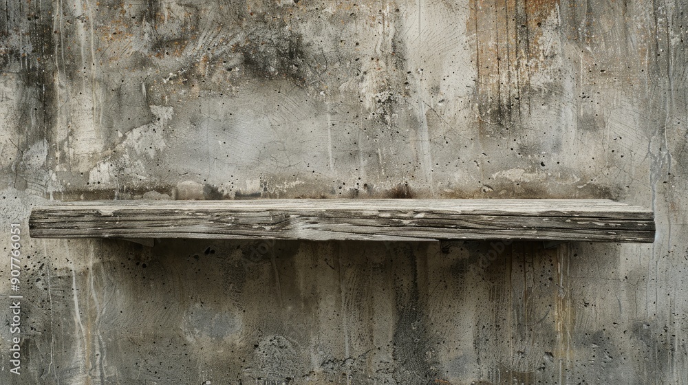 Fototapeta premium Shelf on a weathered cement wall