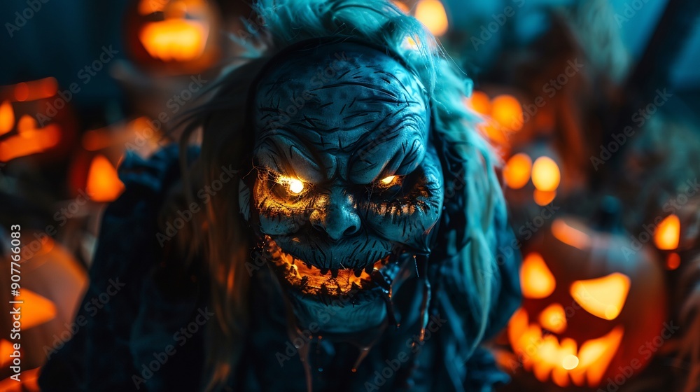 Pumpkin monster Grinning at the camera. Halloween concept Pumpkin monster Grinning at the camera. Halloween concept