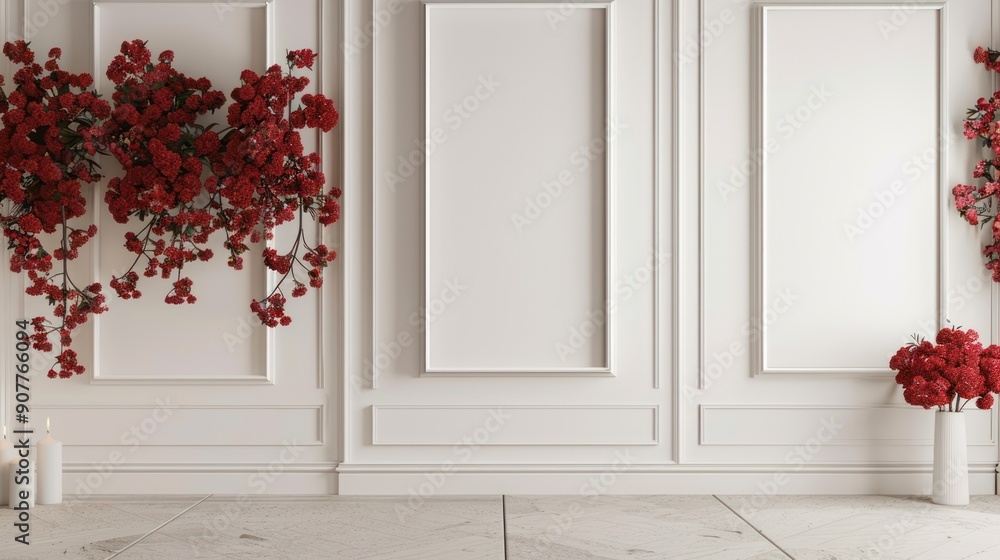 The elegance in Simplicity Minimalist Studio has a dominant red flower background The elegance in Simplicity Minimalist Studio has a dominant red flower background