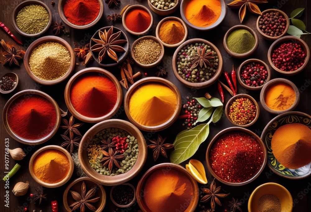 vibrant spice mix presented decorative ceramic dishes featuring rich colors unique patterns culinary delights, colorful, herbs, seasonings, cuisine, aroma vibrant spice mix presented decorative ceramic dishes featuring rich colors unique patterns culinary delights, colorful, herbs, seasonings, cuisine, aroma